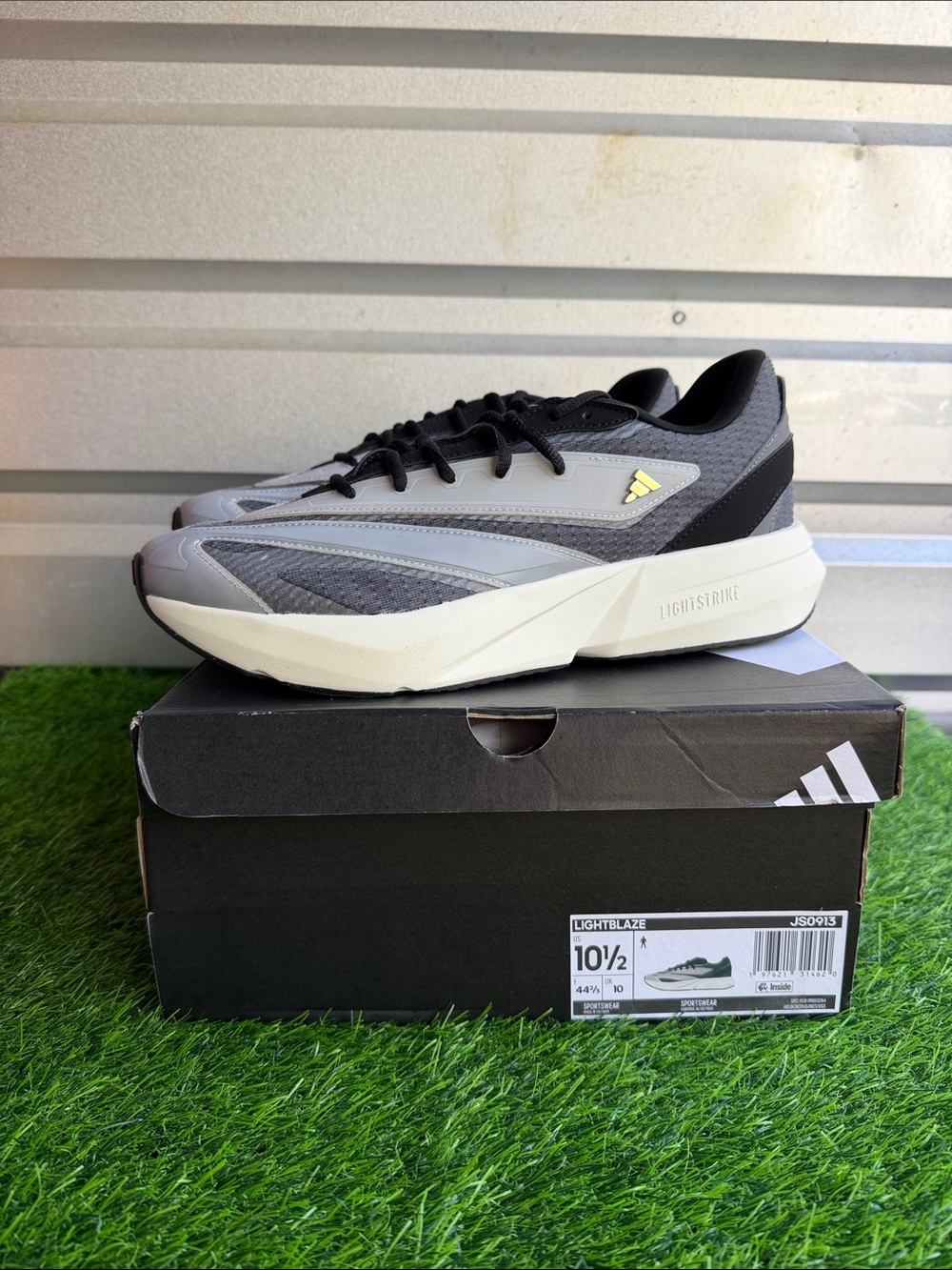 adidas Men’s Grey and Black Lightstrike Athletic Sneakers